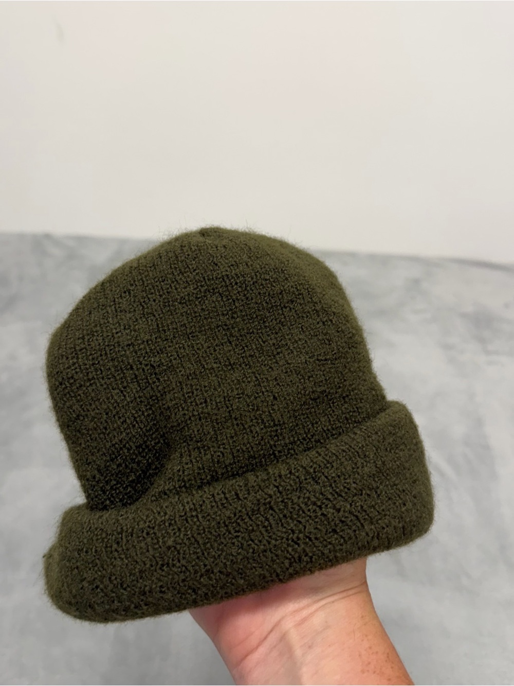 Green Wool Watch Cap Knit Military USA Hat Brim Beanie 8405-01-006-1074 - Picture 3 of 5